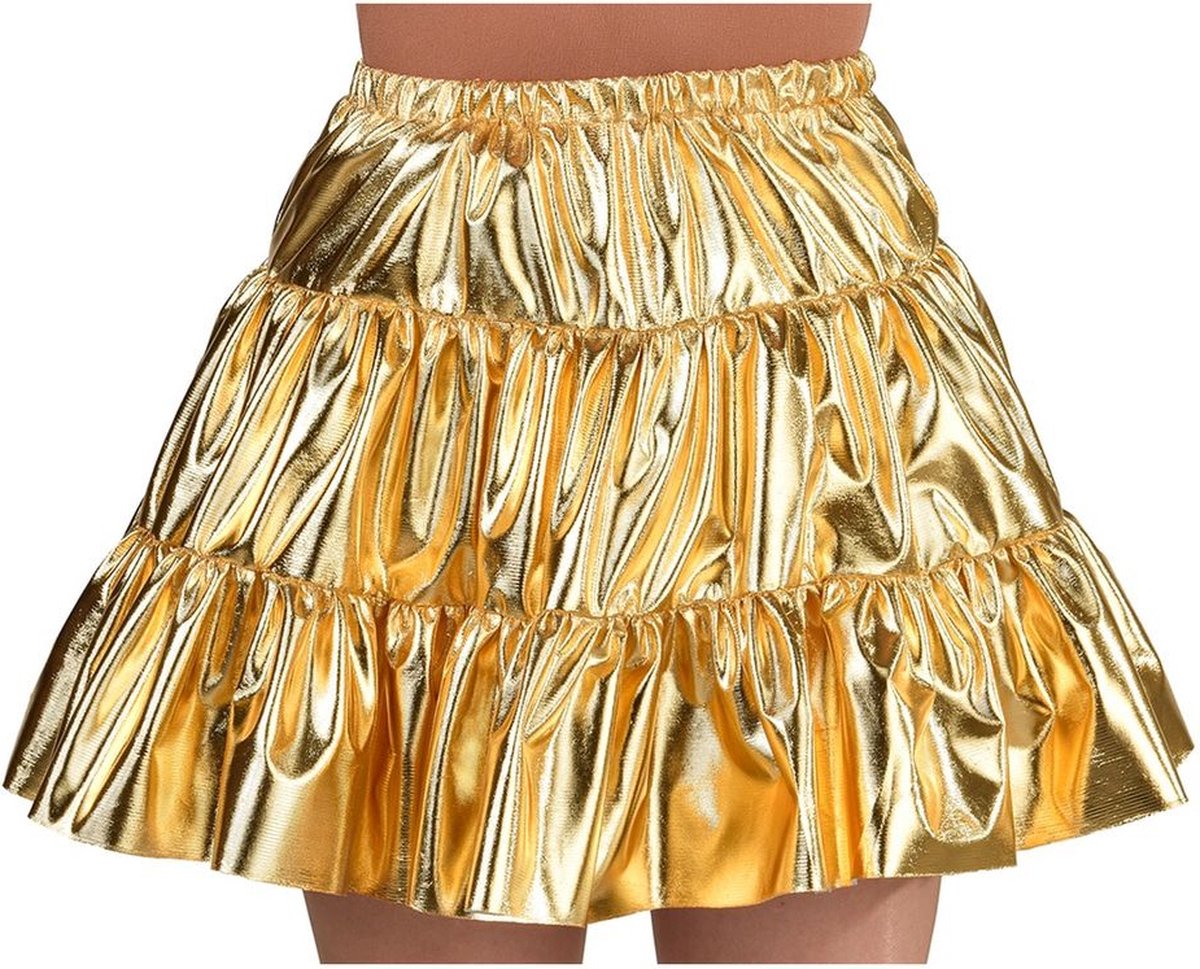 Glitter & Glamour Kostuum | Gouden Folie Rok Glitter Disco Vrouw | Medium | Carnaval kostuum | Verkleedkleding